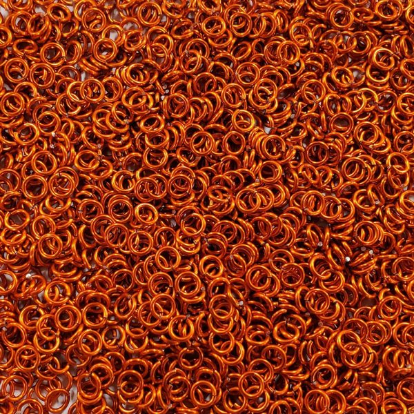 Orange Anodized Aluminum jump rings in 16 SWG, 7/32 inch ID, 1 oz