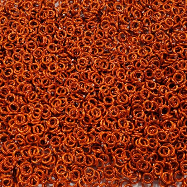Orange Anodized Aluminum jump rings in 16 SWG, 3/16 inch ID, 1 oz
