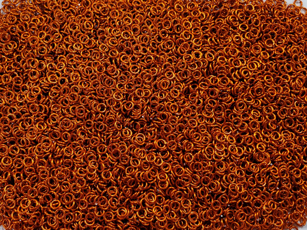 Orange Anodized Aluminum jump rings in 18 SWG, 5/32 inch ID, 1 oz