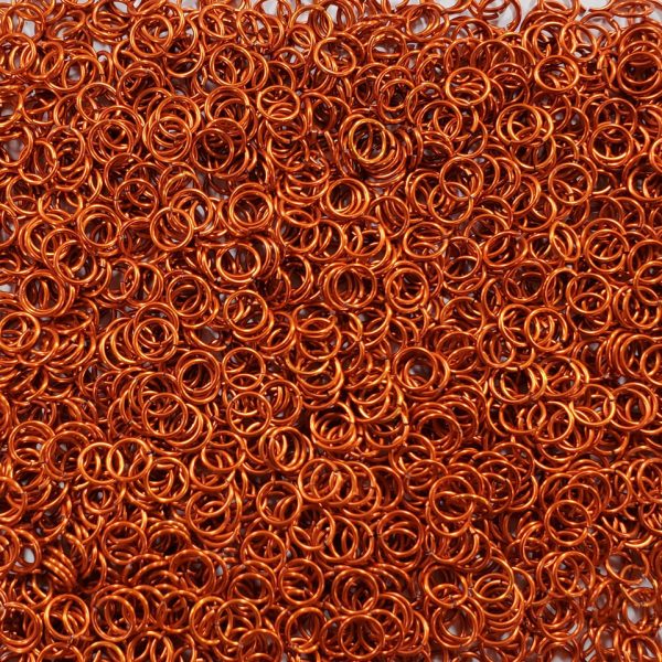 Orange Anodized Aluminum jump rings in 18 SWG, 9/32 inch ID, 1 oz