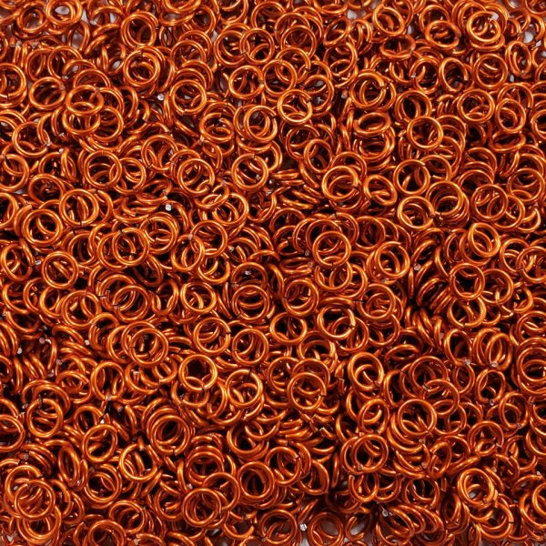 Orange Anodized Aluminum jump rings in 16 SWG, 1/4 inch ID, 1 oz