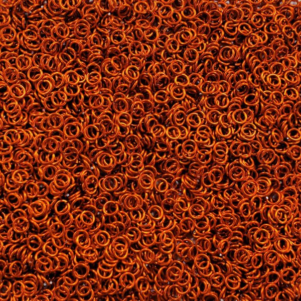Orange Anodized Aluminum jump rings in 18 SWG, 3/16 inch ID, 1 oz