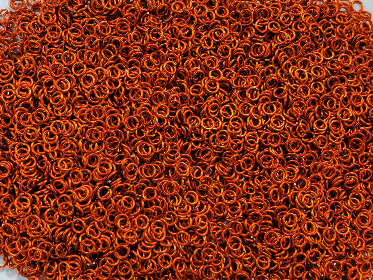 Orange Anodized Aluminum jump rings in 18 SWG, 3/16 inch ID, 1 oz
