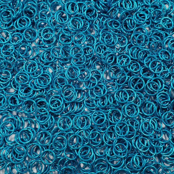 Turquoise Anodized Aluminum jump rings in 18 SWG, 9/32 inch ID, 1 oz