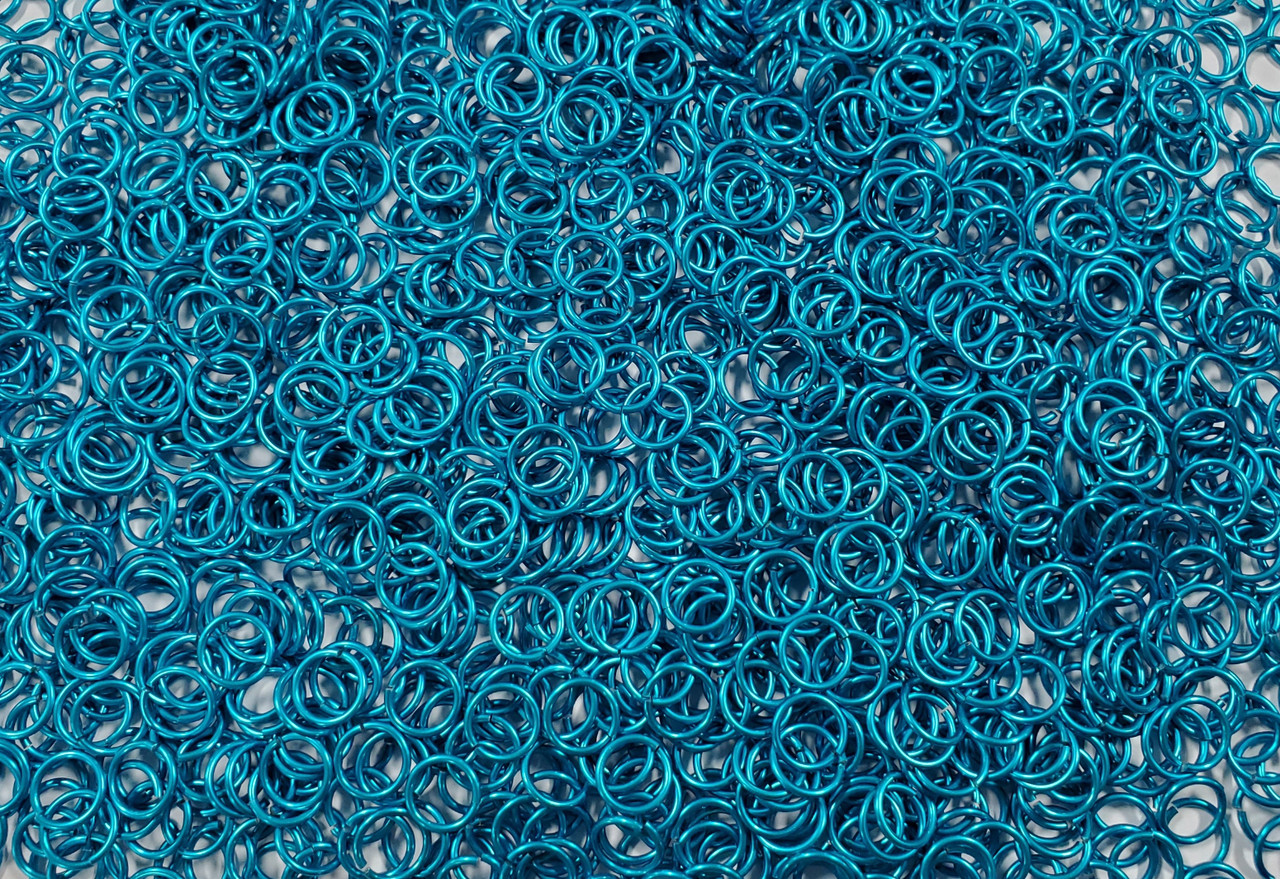 Turquoise Anodized Aluminum jump rings in 18 SWG, 9/32 inch ID, 1 oz