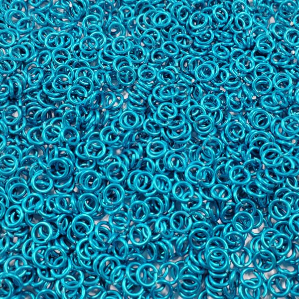 Turquoise Anodized Aluminum jump rings in 16 SWG, 7/32 inch ID, 1 oz