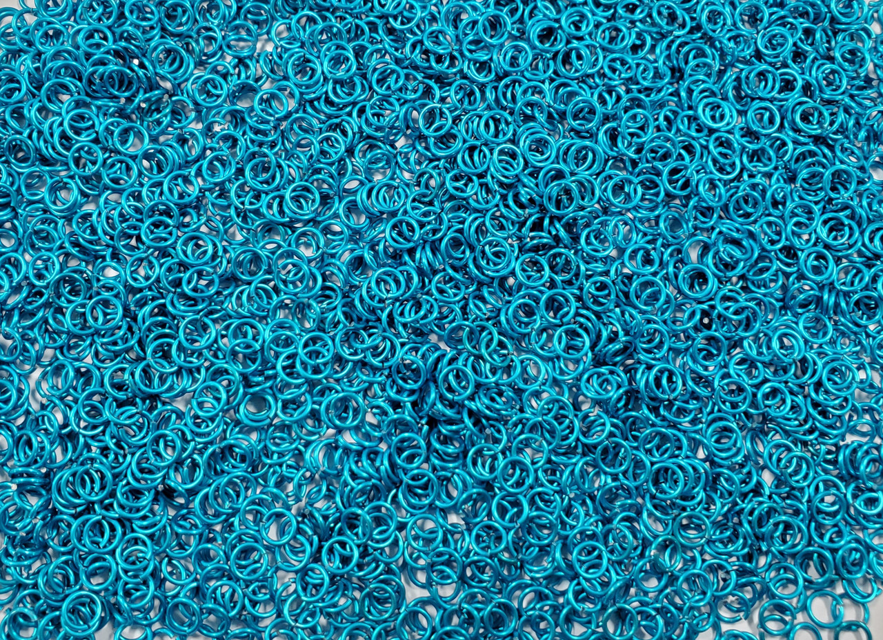 Turquoise Anodized Aluminum jump rings in 20 SWG, 5/32 inch ID, 1 oz