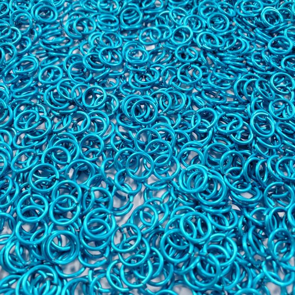 Turquoise Anodized Aluminum jump rings in 18 SWG, 1/4 inch ID, 1 oz