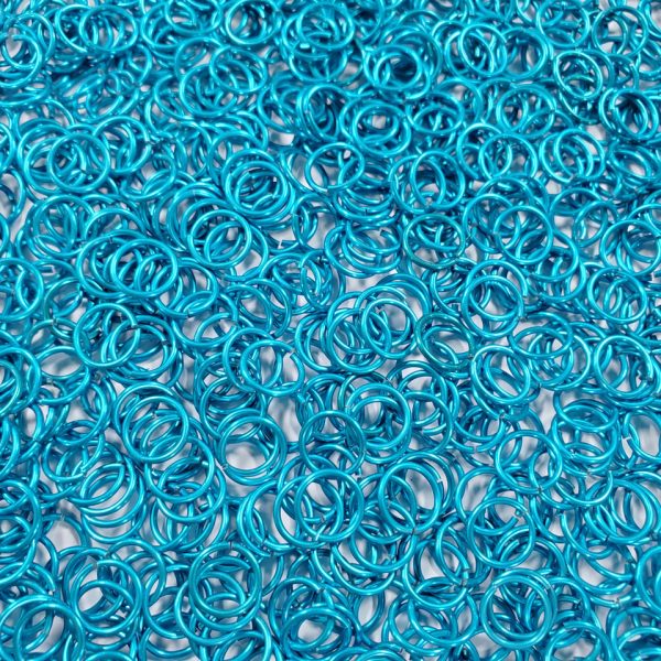 Turquoise Anodized Aluminum jump rings in 18 SWG, 5/16 inch ID, 1 oz