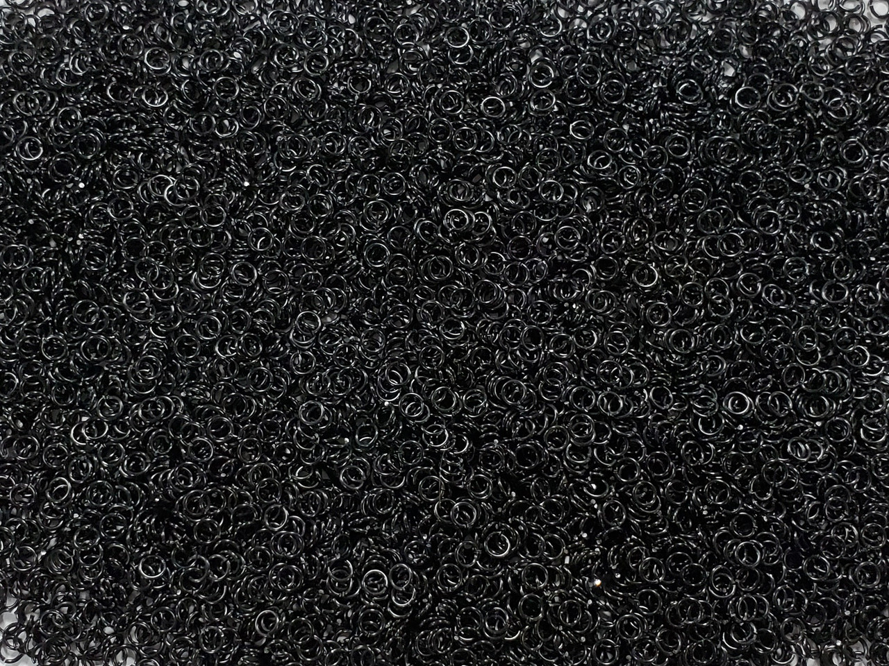Black Anodized Aluminum jump rings in 20 SWG, 9/64 inch ID, 1 oz