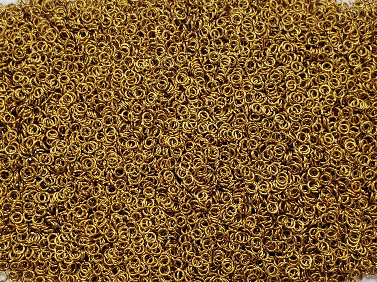 Gold Anodized Aluminum jump rings in 20 SWG, 9/64 inch ID, 1 oz