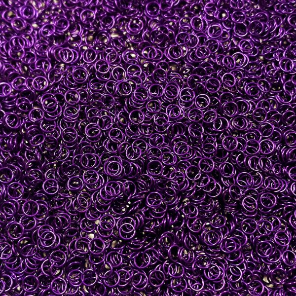 Violet Anodized Aluminum jump rings in 20 SWG, 3/16 inch ID, 1 oz