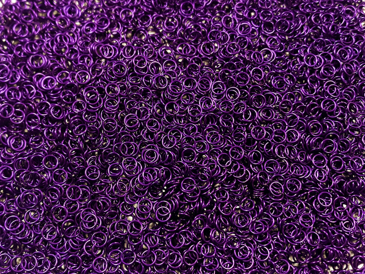 Violet Anodized Aluminum jump rings in 20 SWG, 3/16 inch ID, 1 oz