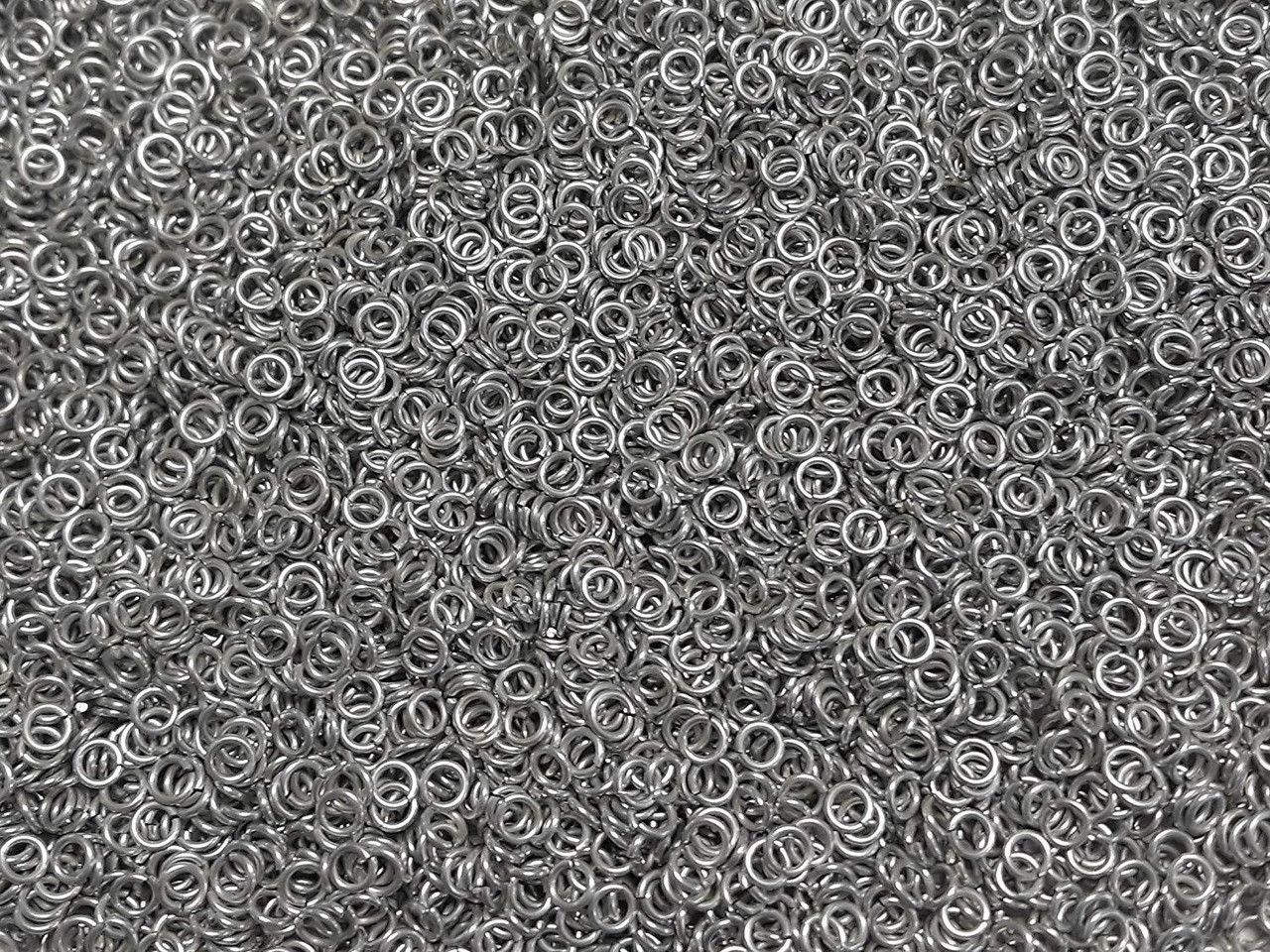 Silver Anodized Aluminum jump rings in 18 SWG, 5/32 inch ID, 1 oz