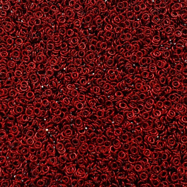 Red Anodized Aluminum jump rings in 18 SWG, 1/8 inch ID, 1 oz