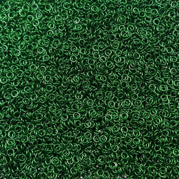 Kelly Green Anodized Aluminum jump rings in 18 SWG, 9/64 inch ID, 1 oz