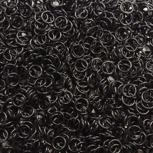 Black Anodized Aluminum jump rings in 18 SWG, 7/32 inch ID, 1 oz
