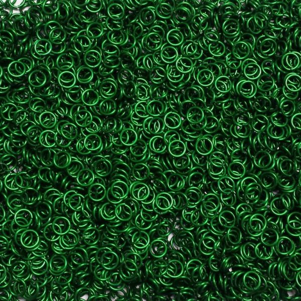 Kelly Green Anodized Aluminum jump rings in 18 SWG, 7/32 inch ID, 1 oz