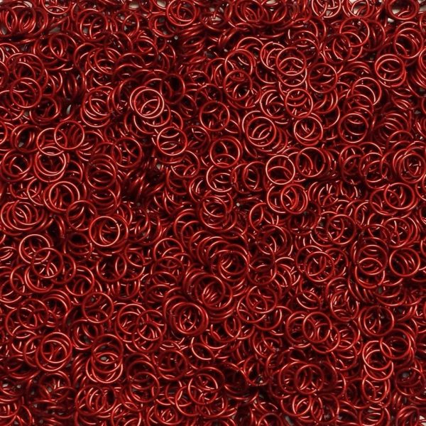 Red Anodized Aluminum jump rings in 18 SWG, 5/16 inch ID, 1 oz