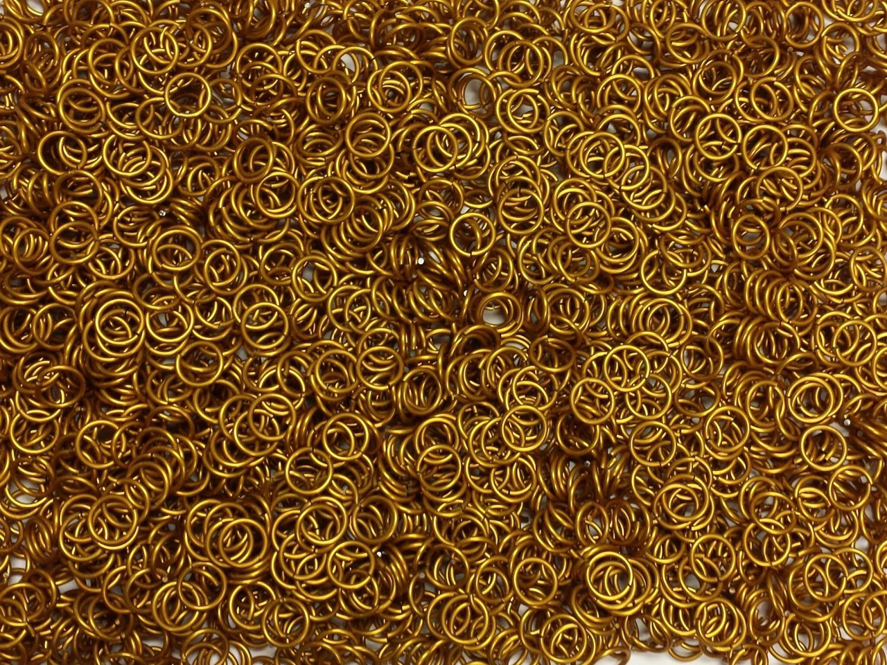 Gold Anodized Aluminum jump rings in 18 SWG, 9/32 inch ID, 1 oz
