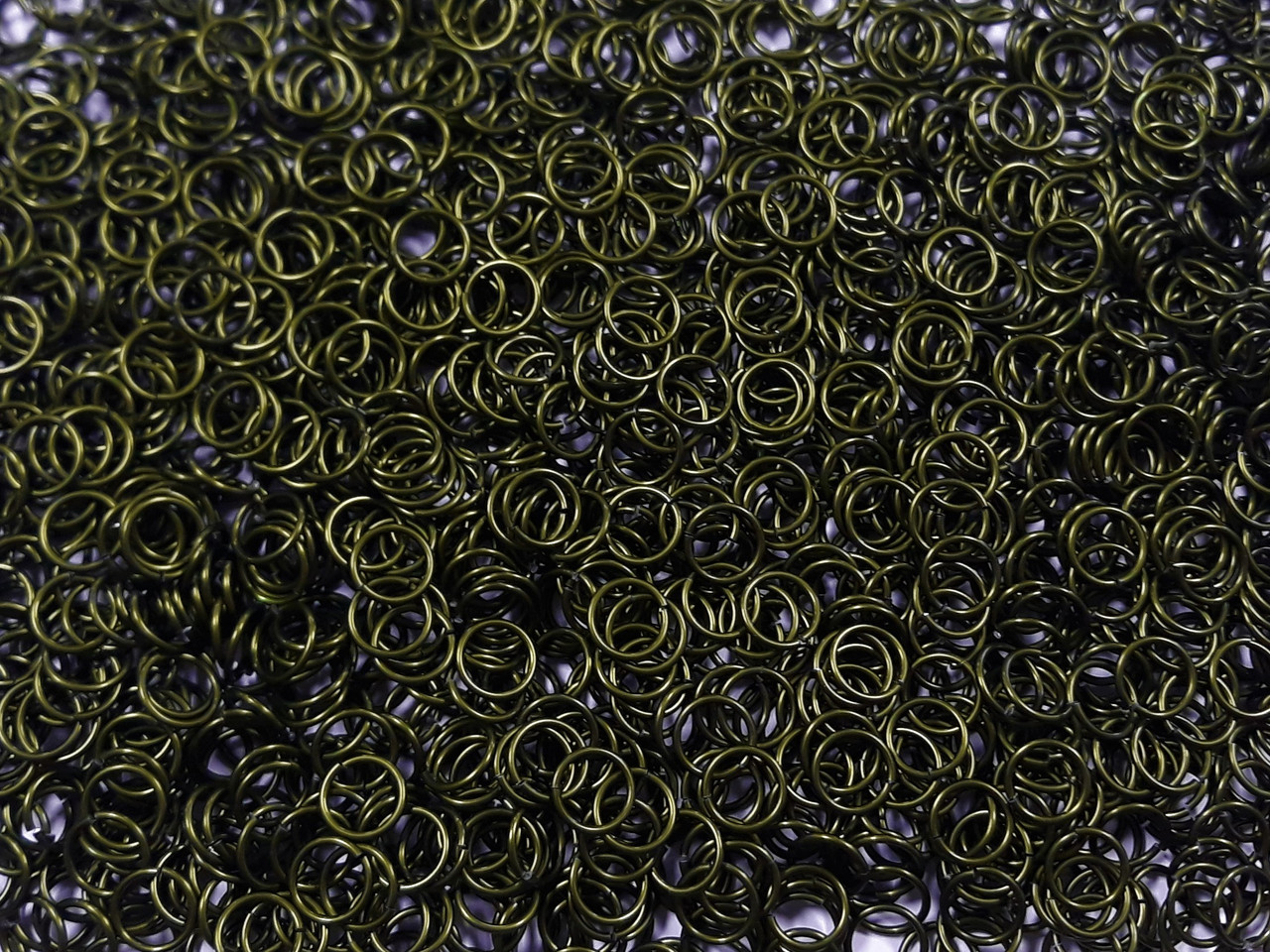 OD Green Anodized Aluminum jump rings in 18 SWG, 5/16 inch ID, 1 oz