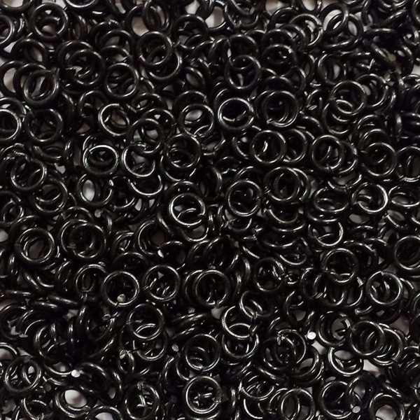 Black Anodized Aluminum jump rings in 16 SWG, 3/16 inch ID, 1 oz
