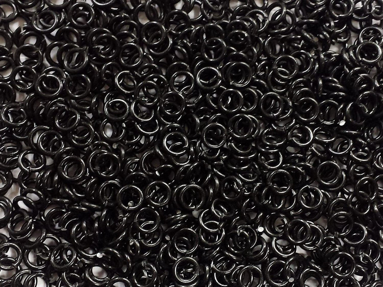 Black Anodized Aluminum jump rings in 16 SWG, 3/16 inch ID, 1 oz