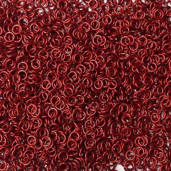 Red Anodized Aluminum jump rings in 16 SWG, 7/32 inch ID, 1 oz