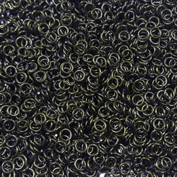 OD Green Anodized Aluminum jump rings in 16 SWG, 7/32 inch ID, 1 oz