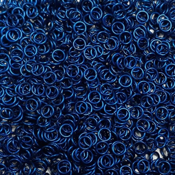 Blue Anodized Aluminum jump rings in 16 SWG, 1/4 inch ID, 1 oz