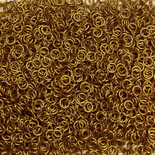 Gold Anodized Aluminum jump rings in 16 SWG, 1/4 inch ID, 1 oz