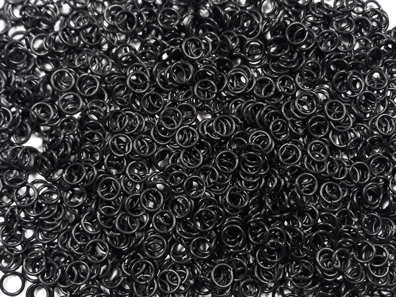 Black Anodized Aluminum jump rings in 16 SWG, 9/32 inch ID, 1 oz