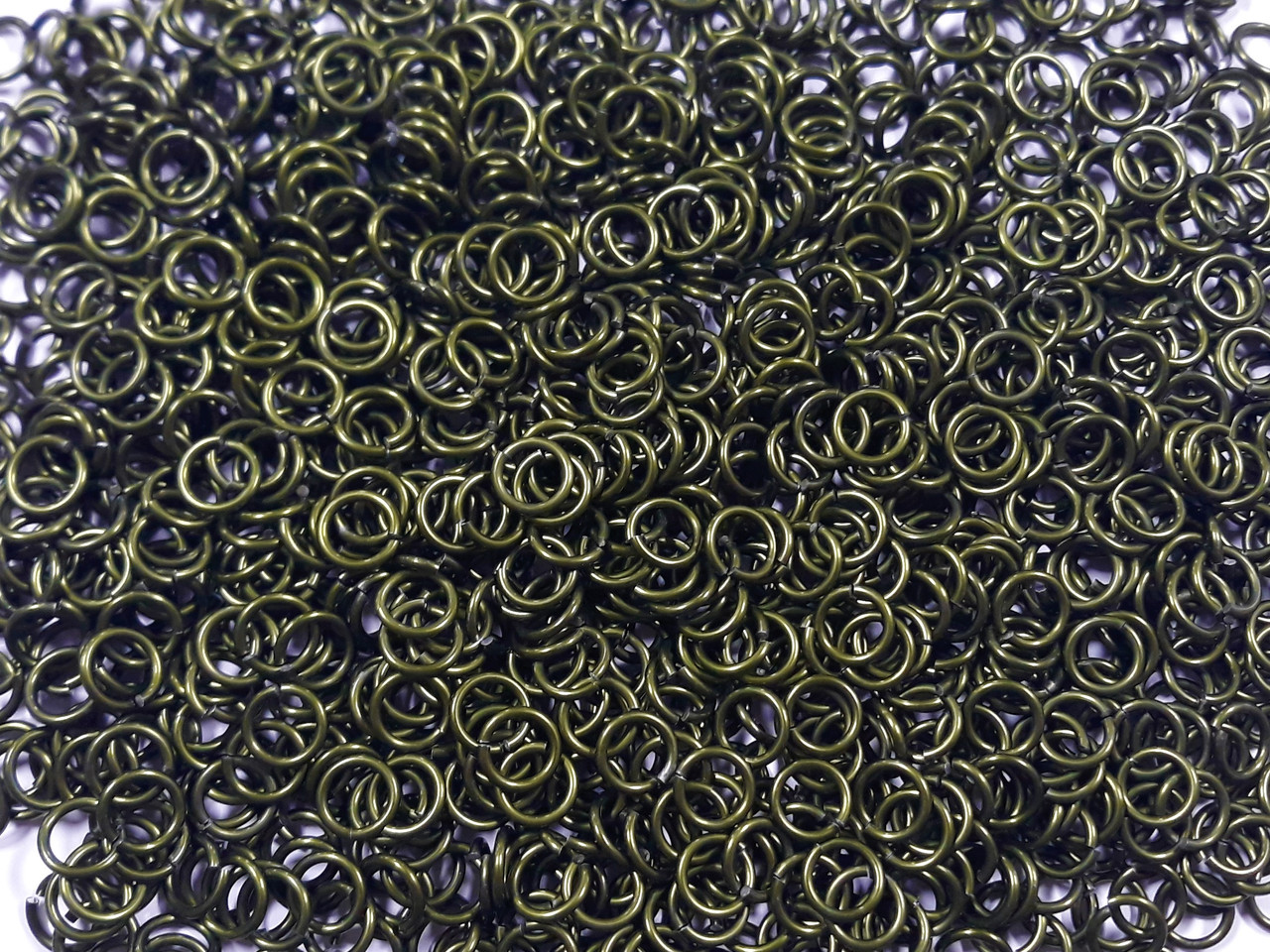 OD Green Anodized Aluminum jump rings in 16 SWG, 9/32 inch ID, 1 oz