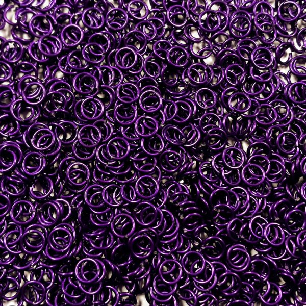 Violet Anodized Aluminum jump rings in 16 SWG, 9/32 inch ID, 1 oz