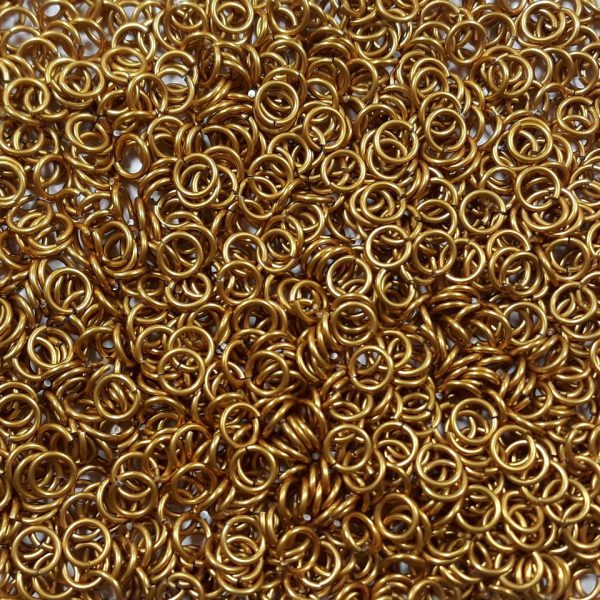 Gold Anodized Aluminum jump rings in 16 SWG, 9/32 inch ID, 1 oz