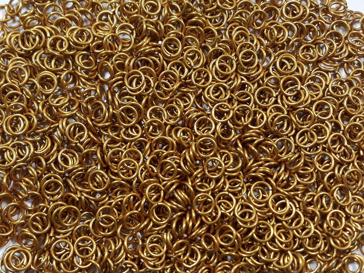 Gold Anodized Aluminum jump rings in 16 SWG, 9/32 inch ID, 1 oz