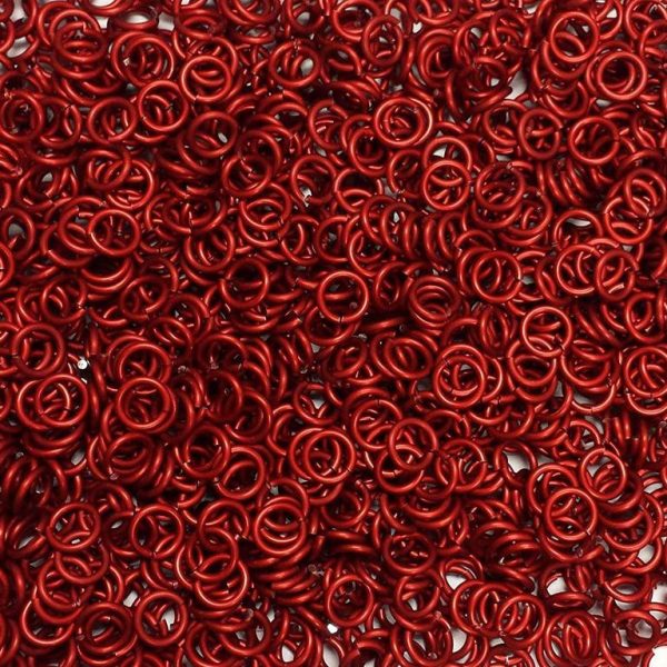 Red Anodized Aluminum jump rings in 14 SWG, 5/16 inch ID, 1 oz