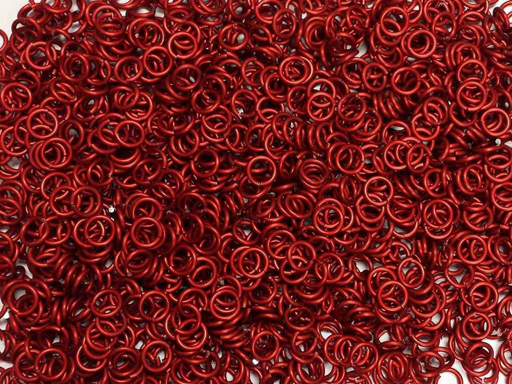Red Anodized Aluminum jump rings in 14 SWG, 5/16 inch ID, 1 oz
