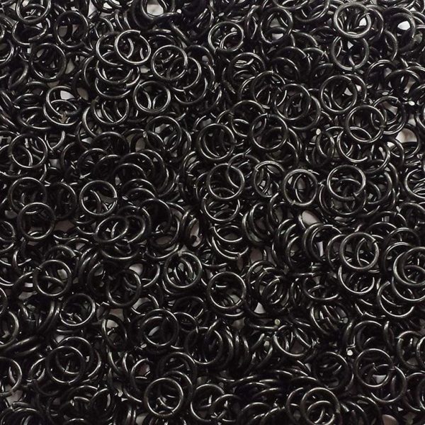 Black Anodized Aluminum jump rings in 14 SWG, 3/8 inch ID, 1 oz