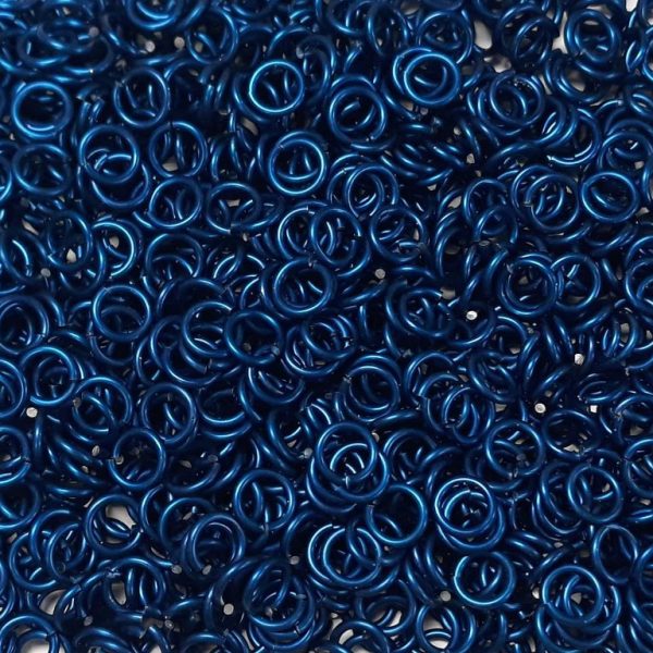 Blue Anodized Aluminum jump rings in 14 SWG, 5/16 inch ID, 1 oz