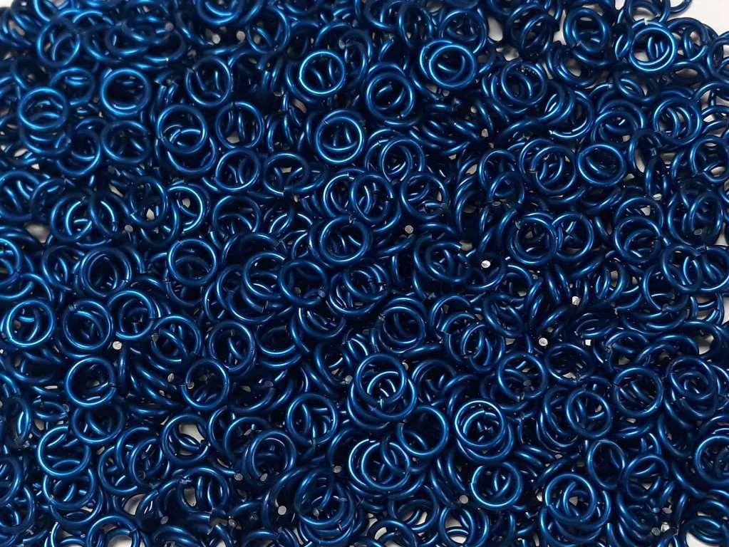 Blue Anodized Aluminum jump rings in 14 SWG, 5/16 inch ID, 1 oz