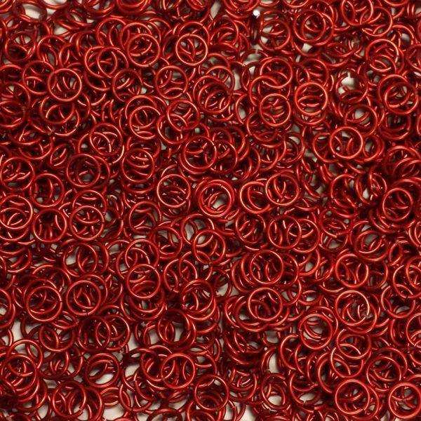 Red Anodized Aluminum jump rings in 16 SWG, 5/16 inch ID, 1 oz