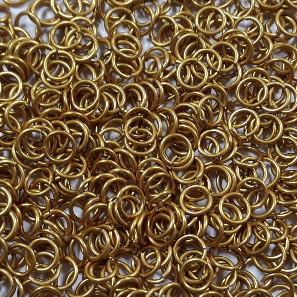 Gold Anodized Aluminum jump rings in 14 SWG, 3/8 inch ID, 1 oz