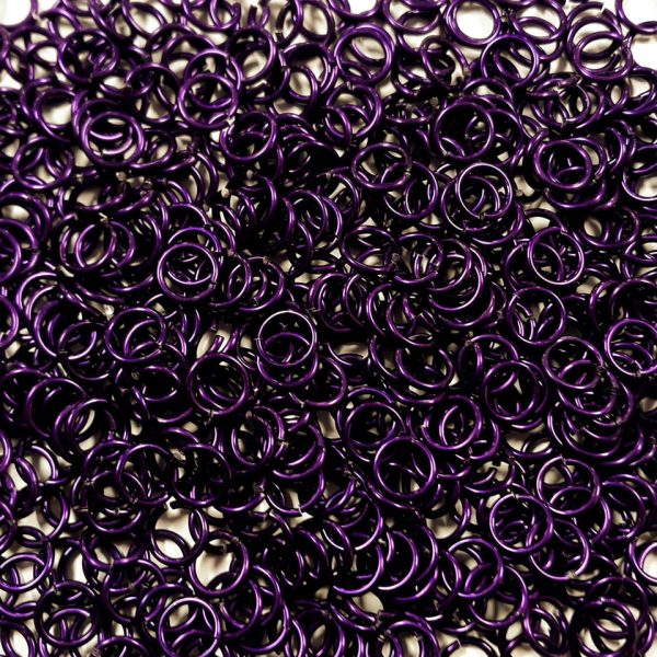 Violet Anodized Aluminum jump rings in 14 SWG, 3/8 inch ID, 1 oz