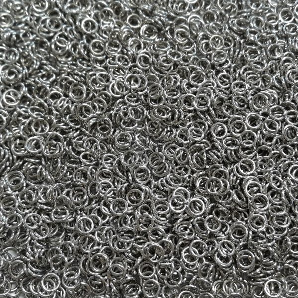 Bright (uncolored) Aluminum jump rings in 18 SWG, 3/16 inch ID, 1 oz