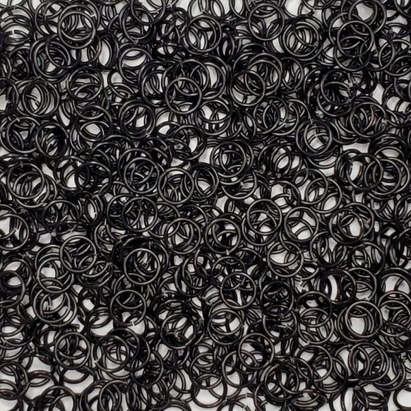 Black Anodized Aluminum jump rings in 16 SWG, 3/8 inch ID, 1 oz