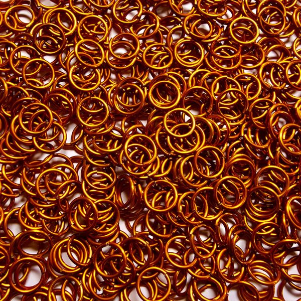 Orange Anodized Aluminum jump rings in 16 SWG, 3/8 inch ID, 1 oz