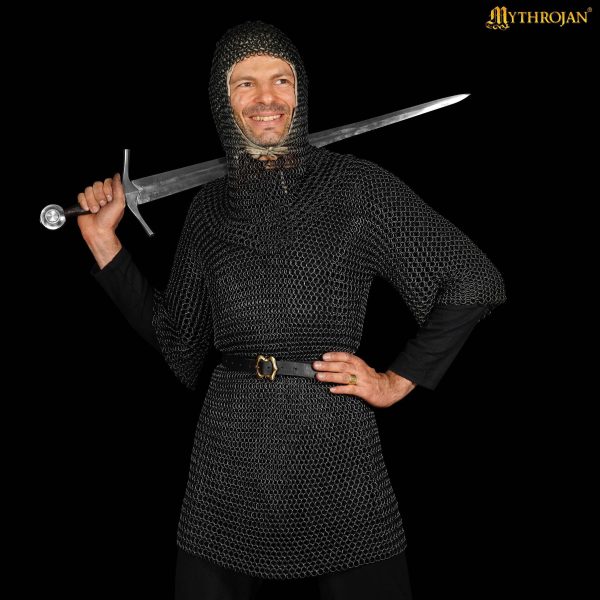 Chainmail Shirt & Coif Set — Black Finish