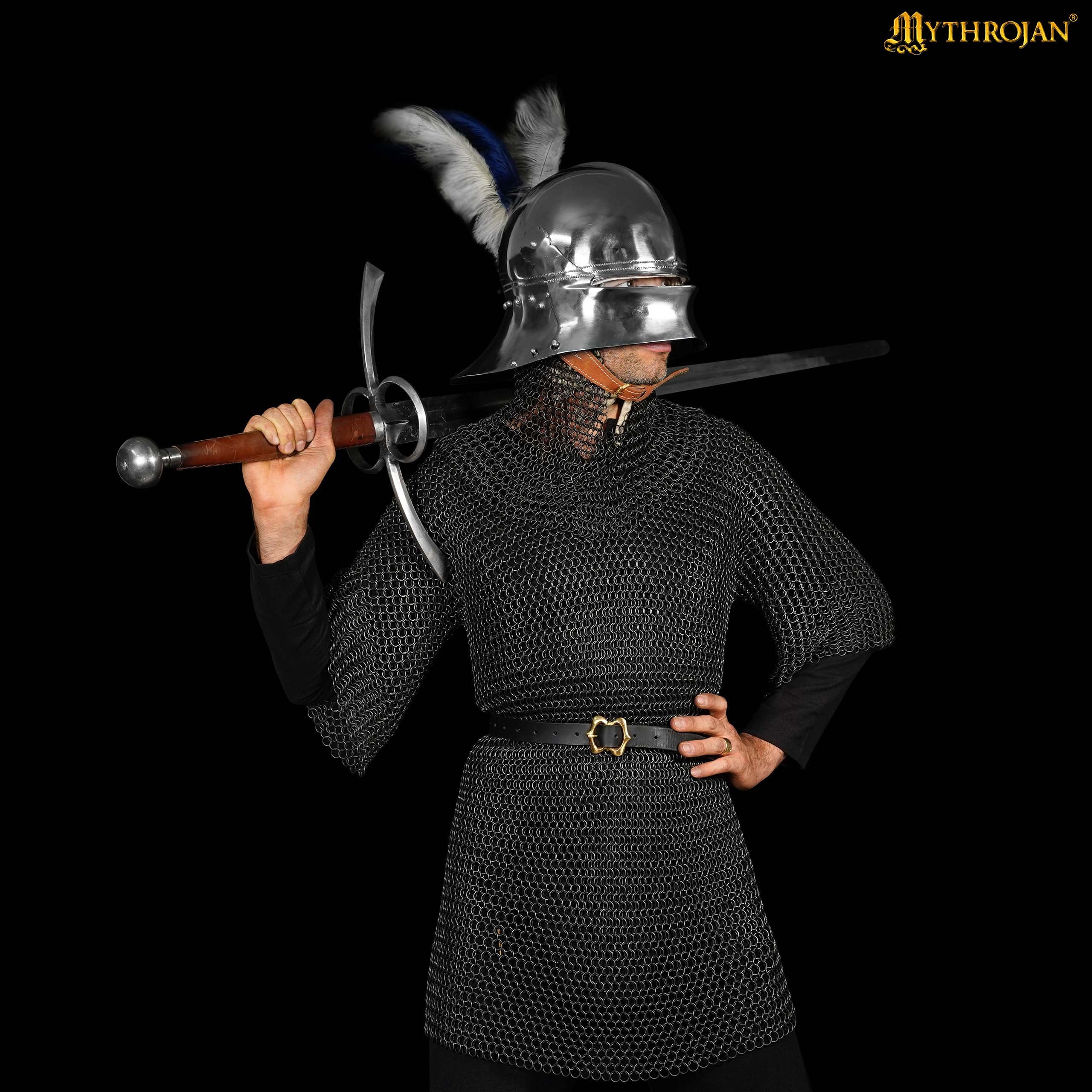 Chainmail Shirt & Coif Set — Black Finish - Image 2