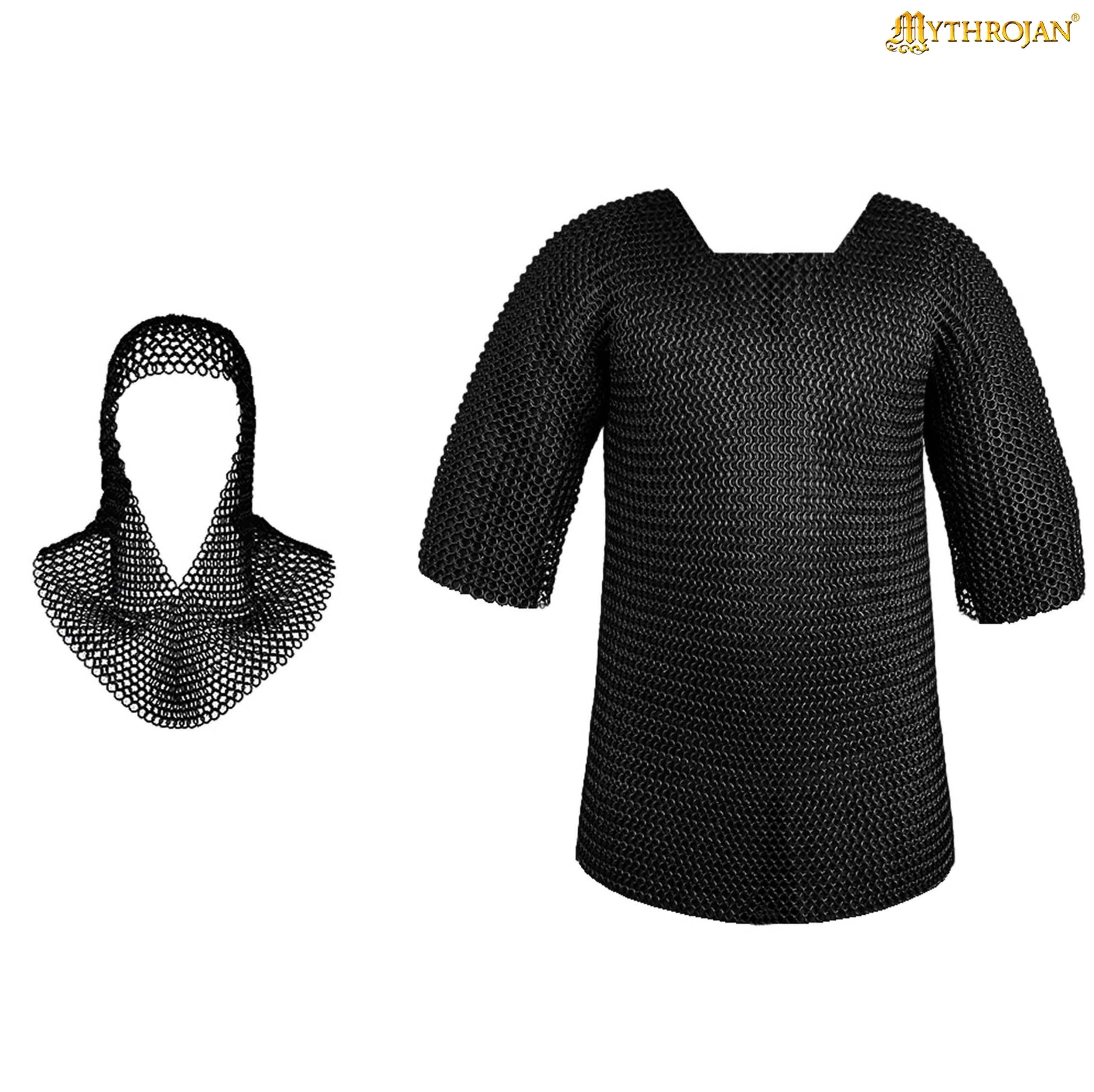 Chainmail Shirt & Coif Set — Black Finish - Image 4